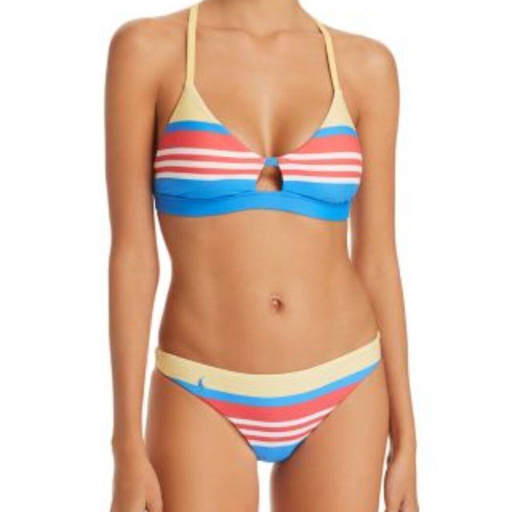 New Polo Ralph Lauren Engineered Racer Stripe Two Piece Bikini Set Women's XS